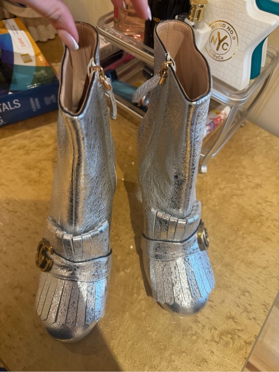 Gucci Shoes - Gucci Silver Metallic Fringe Ankle Boots